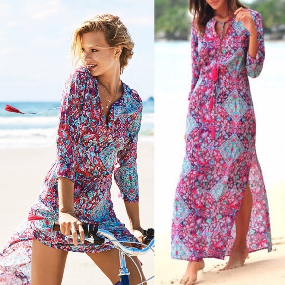 Seafolly Casablanca Tapestry Long Line Kaftan XL - Picture 8 of 16